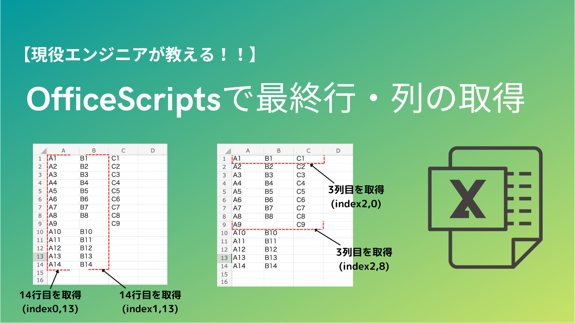 Excel OfficeScripts 最終行 最終列 取得